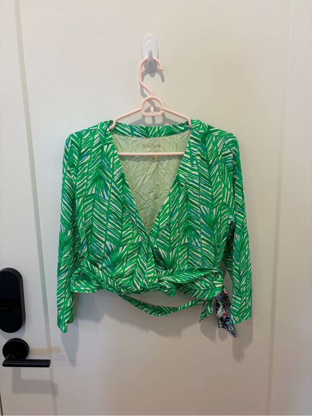 Lilly Pulitzer Green and White Leaf-Print Top